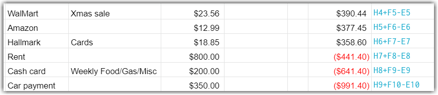 Google sheet showing the correct formula